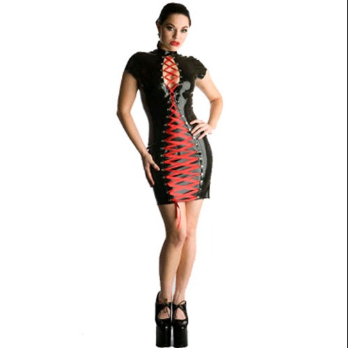 VESTIDO WETLOOK CON LAZOS 3868 TALLA NICA